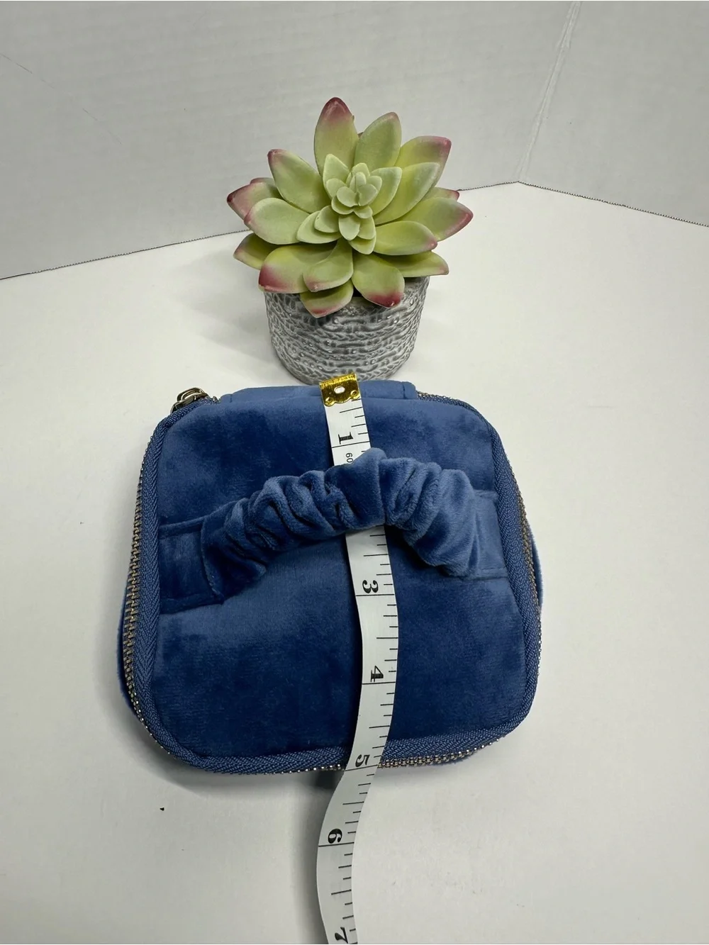a new day Blue Velvet Scrunch-Handle Cosmetic Case